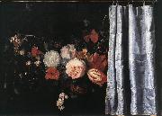 SPELT, Adrian van der Flower Still-Life with Curtain  uig oil